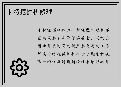 卡特挖掘机修理