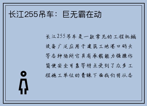 长江255吊车：巨无霸在动